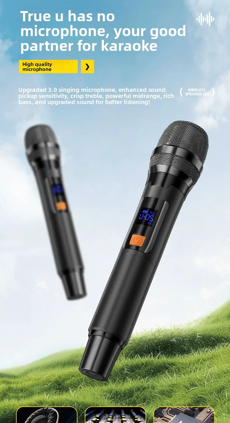 MW Audio Bluetooth Speaker LED Light Dual Mic Karaoke Outdoor Bass Booming Long Battery Life