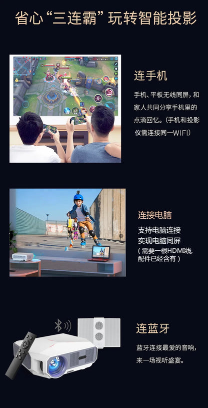 New Ultra HD 4K Home Projector Office Meeting Mobile Wireless Intelligent Portable Mini Projector