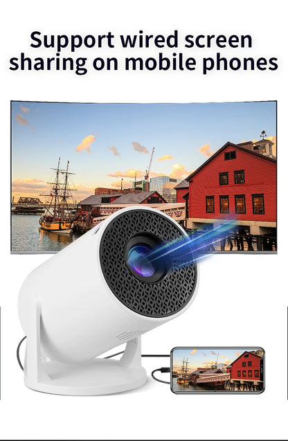 HY300 Pro+ 8K Supported 720P Projector: Android 14, 8000 Lumens, with WiFi 6, BT5.4, 5W Speaker for Outdoor & Home Theater