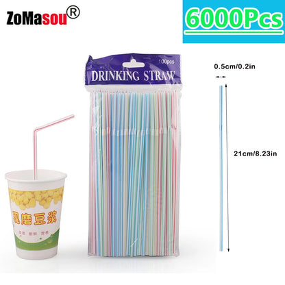 50-6000Pcs Colorful Drinking Kunststof Straw for Milk Tea Bar Party Rietjes Drinking Wedding Kitchen Beverage Straws Wholesale
