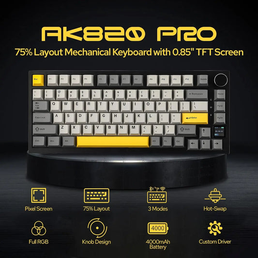 Ajazz AK820/AK820Pro Gaming Mechanical Keyboard Bluetooth 5.1/Wireless/wired  Custom Keyboard With Heat Exchange Sealed Button
