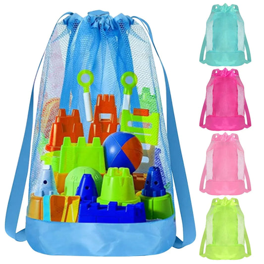 Extra-Large Sand-Resistant Drawstring Beach Backpack - Kids Pool Toys Storage Bag for Shell Collecting, Travel & Fitness